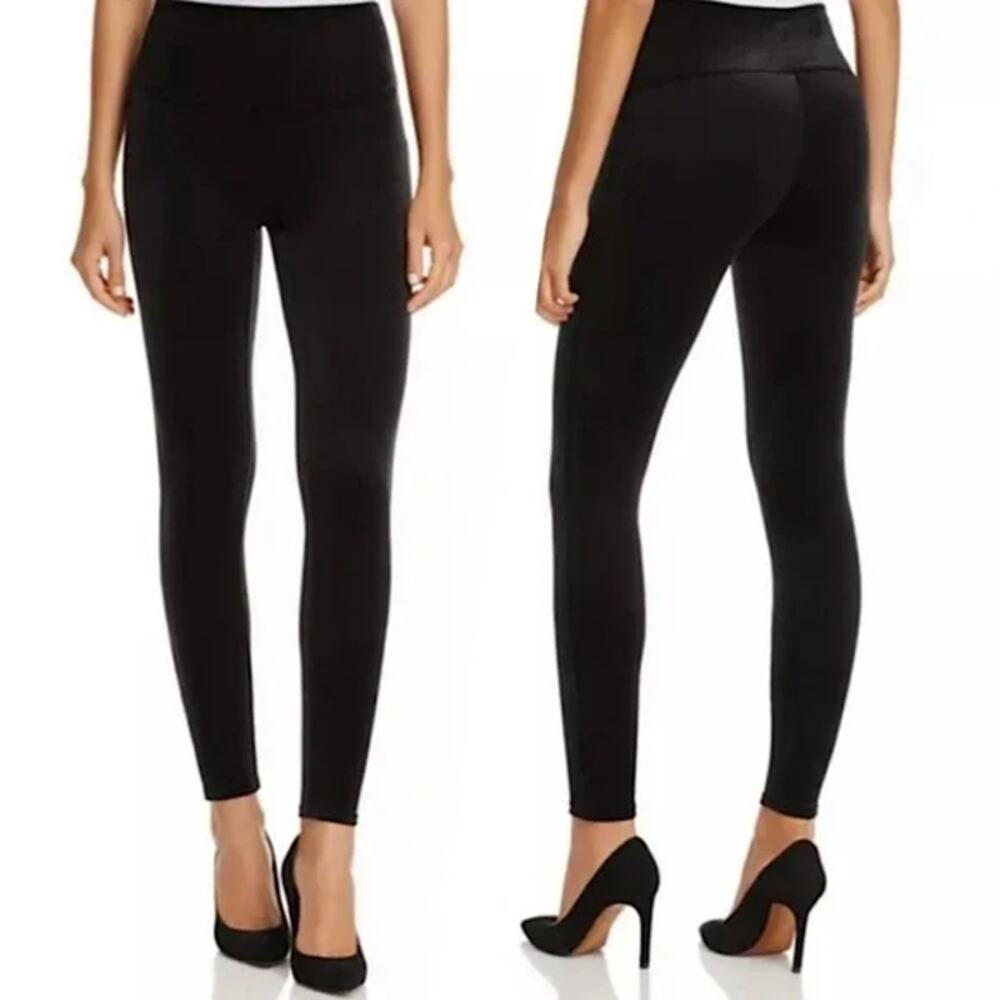 Spanx Velvet Velour Black Skinny Pull On Stretchy Pant Leggings Size Small
